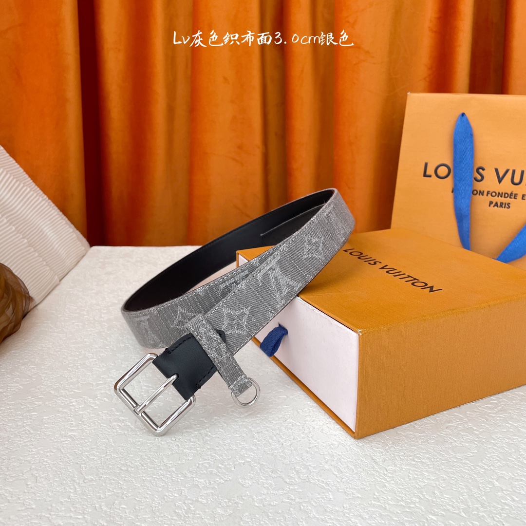 Louis Vuitton Women's D-Ring Raffia Belt In Grey Monogram Canvas With Silver Hardware 30mm - 图片 7