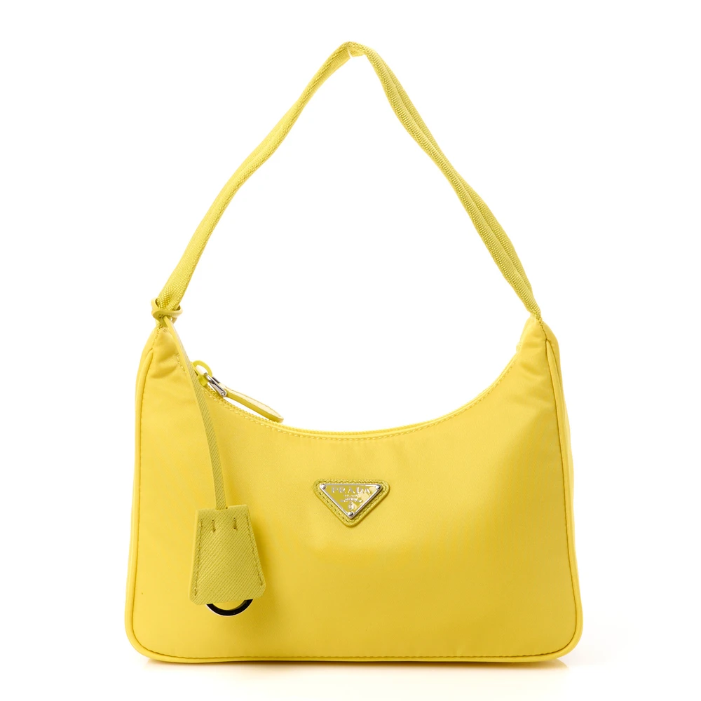 Prada Mini Re-Edition 2000 Bag Ananas Tessuto Nylon & Saffiano Leather Silver Hardware
