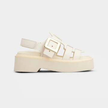Roger Vivier Viv' Rangers Sandals In White Leather With Metal Buckle