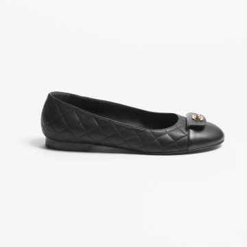 Chanel Flat shoes calfskin with lambskin black Ballet  Shoes