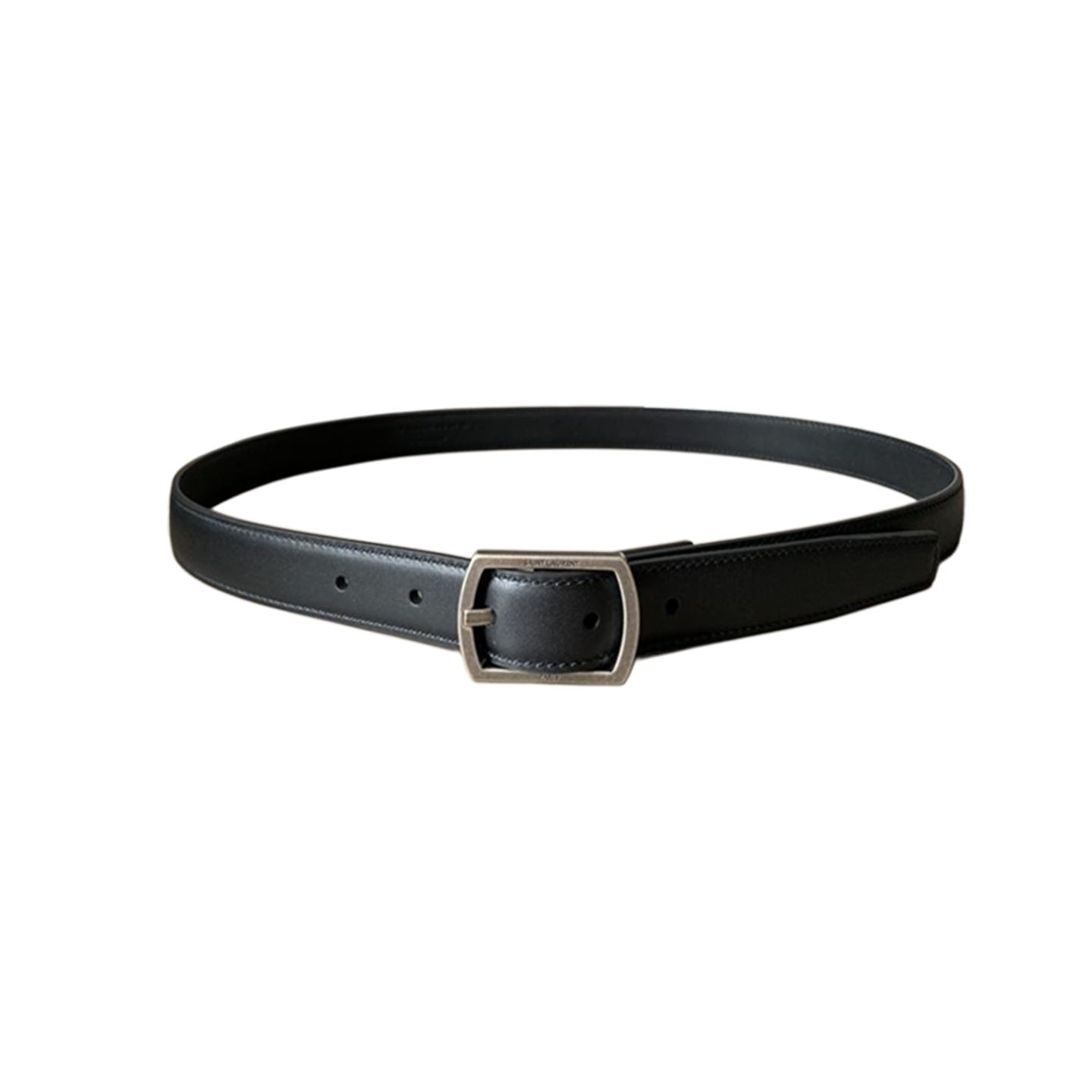Saint Laurent Paved Buckle Belt In Black Calfskin With Gold/Silver Hardware 25mm - 图片 2