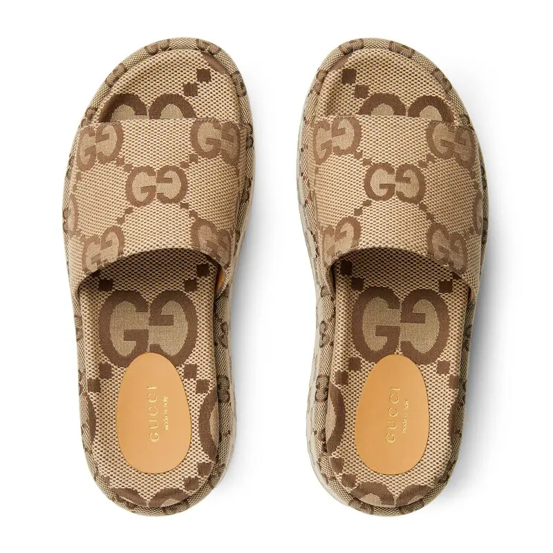 Gucci Wooden color Round Head Platform Slippers - 图片 3