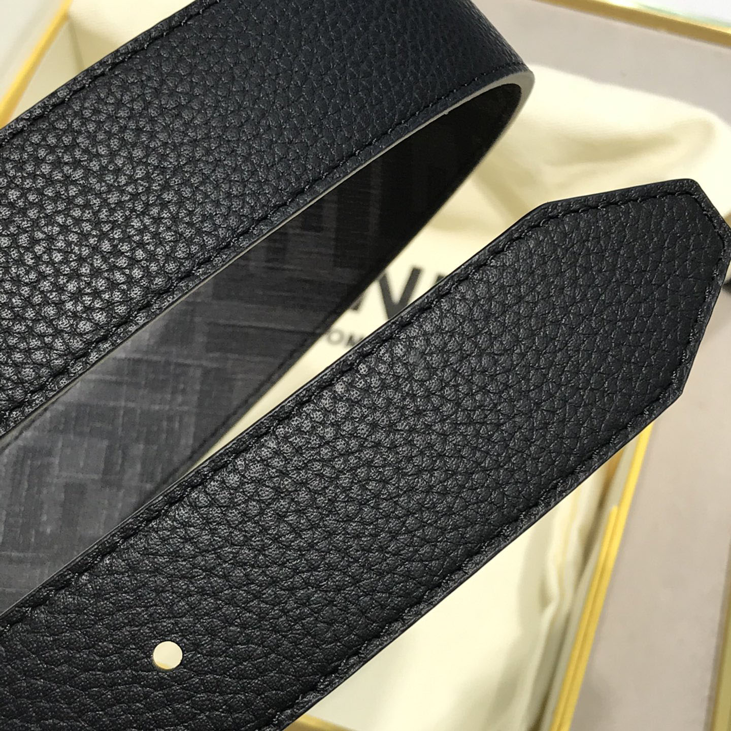 Fendi Men's Square Buckle Belt In Black/Brown Grained Calfskin And Monogram Canvas With Gold/Silver Hardware 35mm - 图片 4