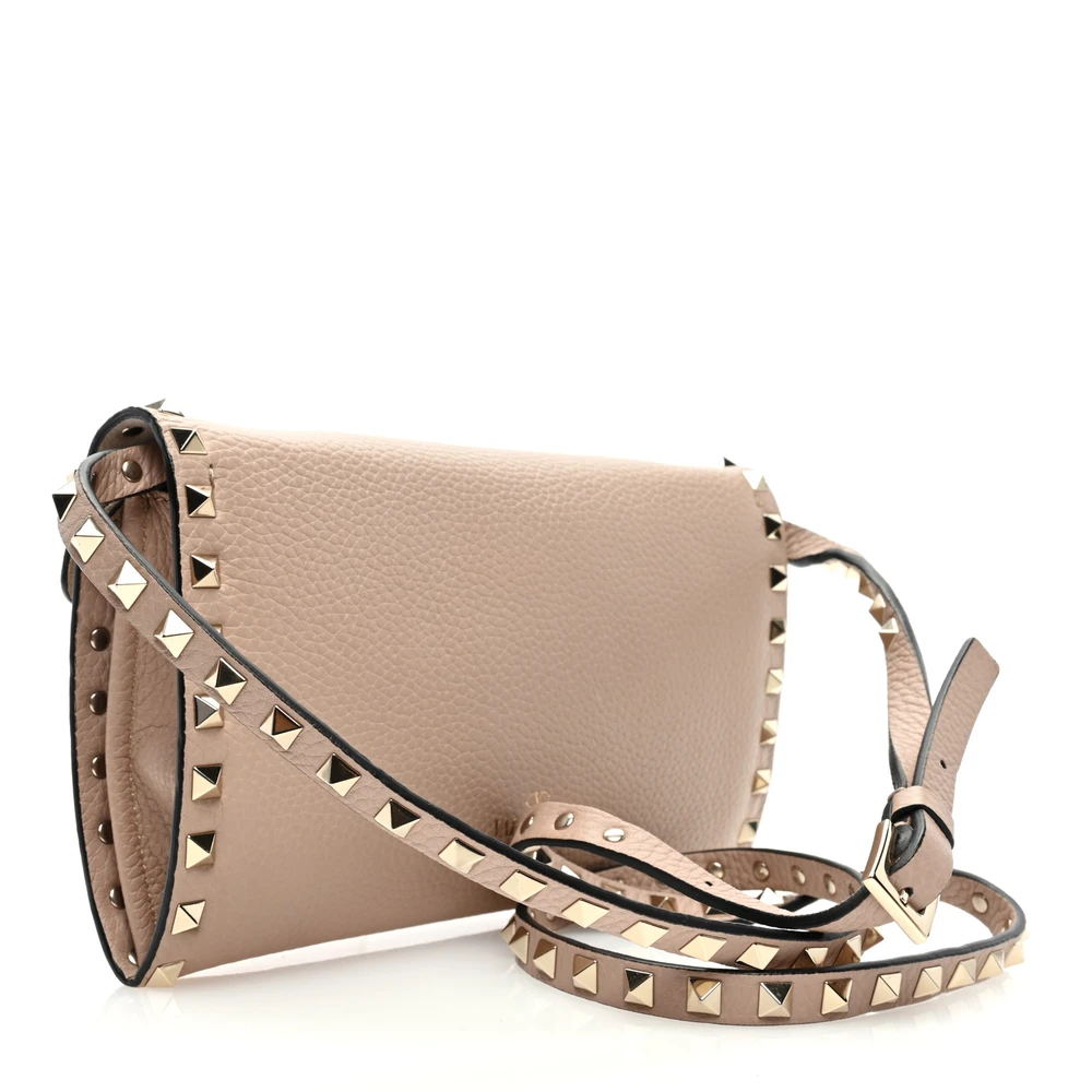 Valentino Garavani Medium Rockstud Flip Lock Shoulder Bag Poudre Pebbled Calfskin Leather - 图片 2
