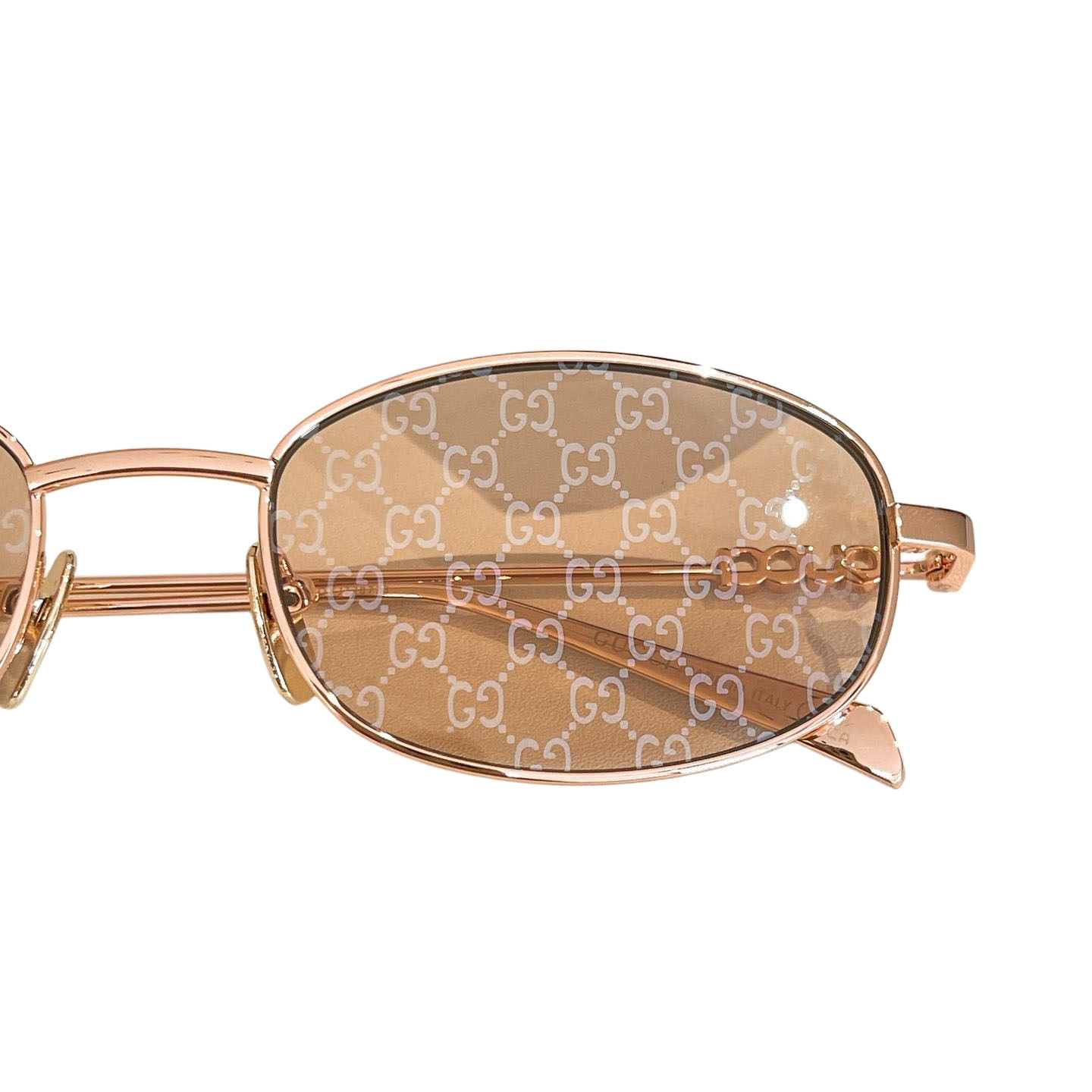 Gucci Oval glasses rose gold with guccissima/silver/gold/rose gold/pink rose gold/green silver/black gold/red silver color Size 52口18-145 - 图片 2