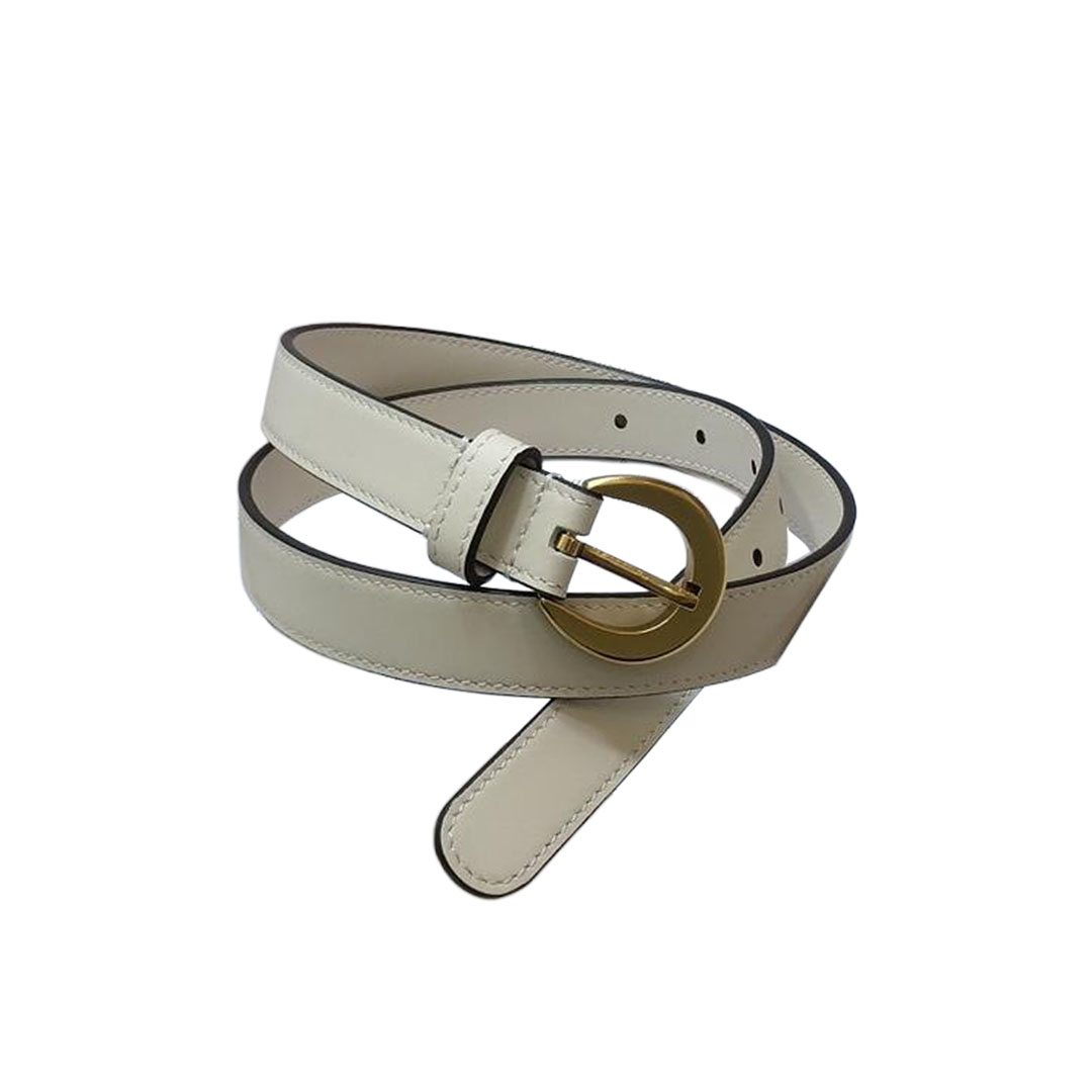 Saint Laurent Crecent Moon Belt In White/Black/Burgundy Smooth Calfskin With Silver/Gold Hardware 20mm - 图片 2