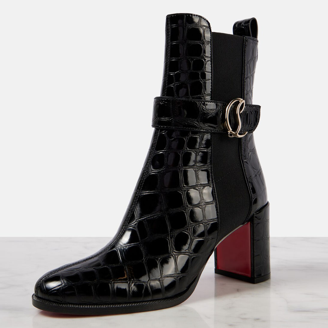 Christian Louboutin calf leather round toe with thick heel and naked high heel boots - 图片 4