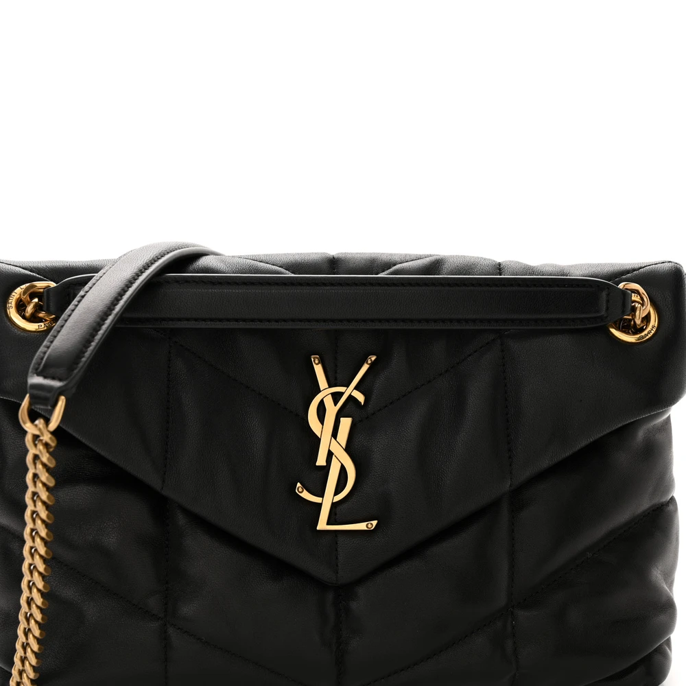Saint Laurent Small Loulou Chain Satchel Black Quilted Puffer Monogram Lambskin Leather Gold Hardware - 图片 8
