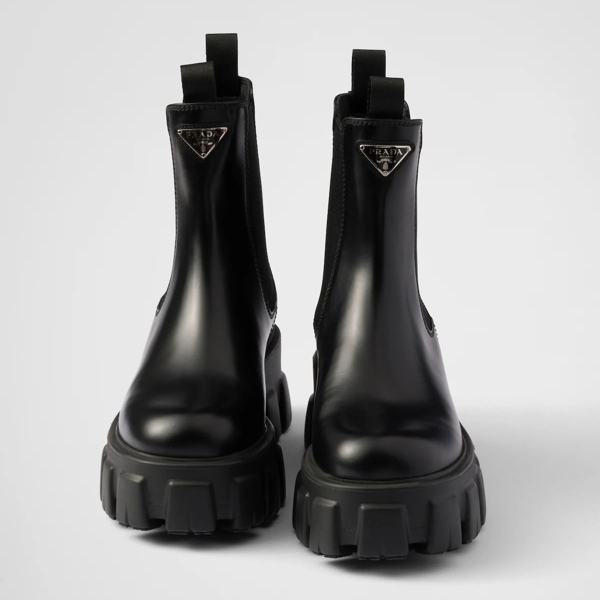 PRADA Black Monolith shiny leather Chelsea boots - 图片 4