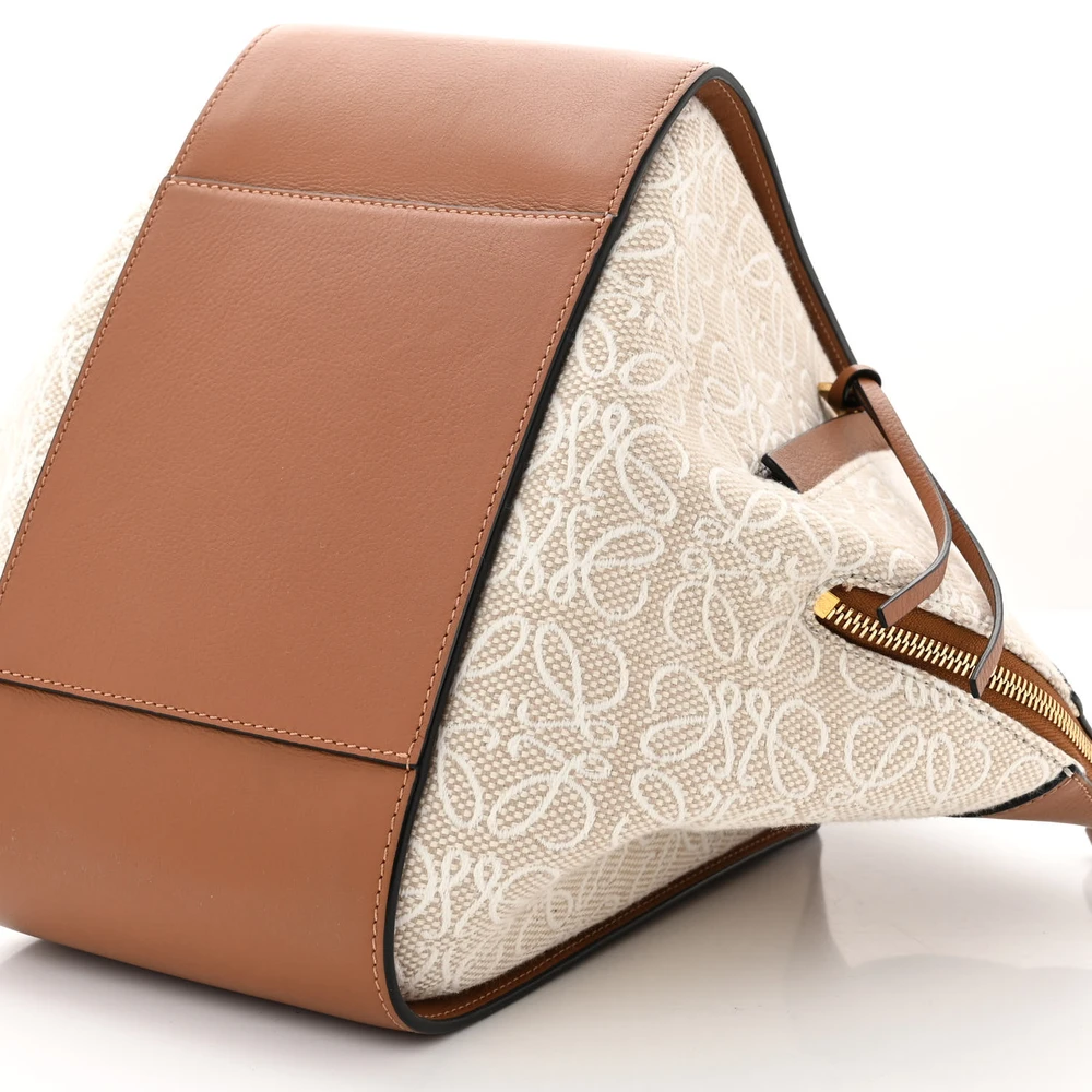 Loewe Anagram Hammock Shoulder Bag Small Ecru/Tan Calfskin Leather & Canvas Gold Hardware - 图片 5