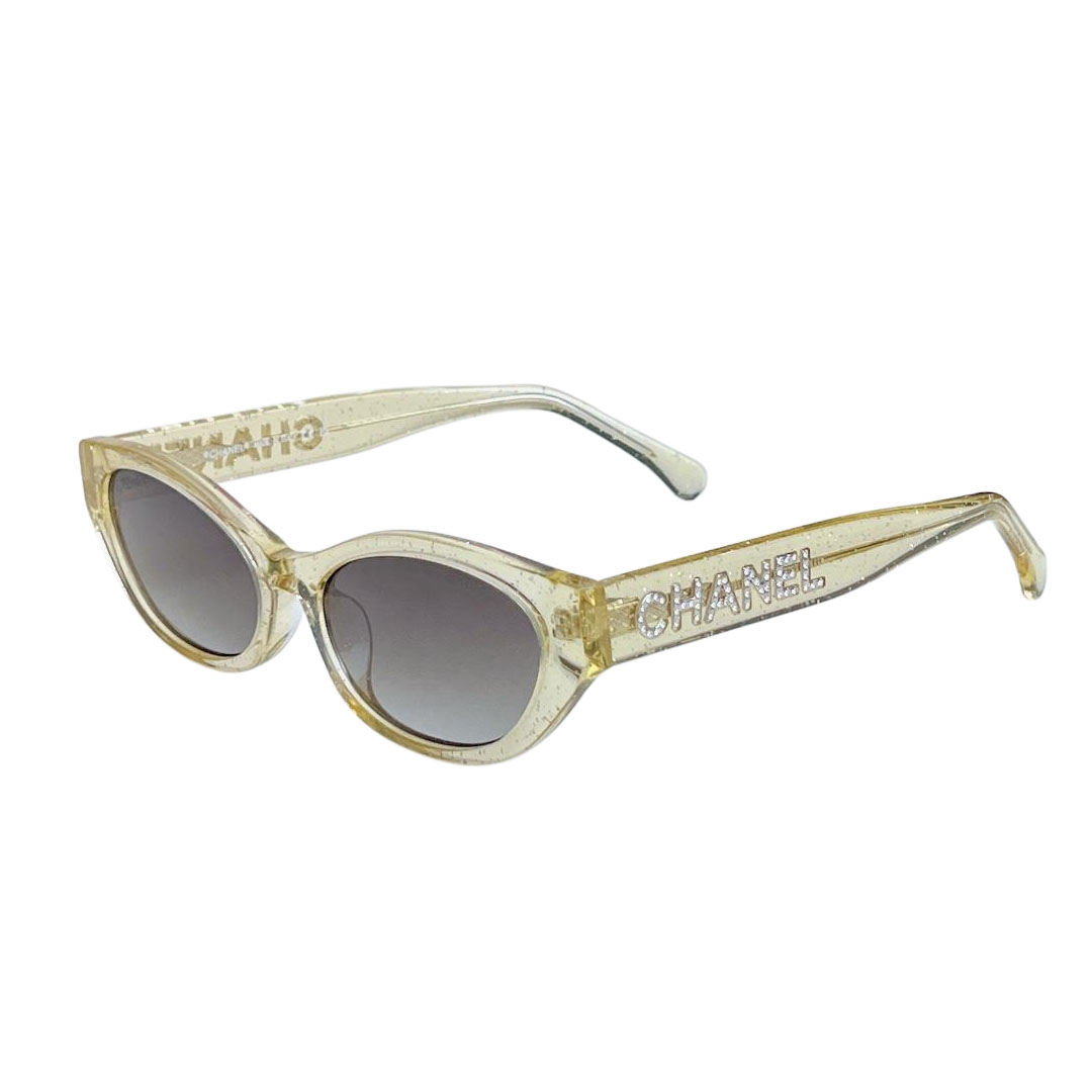 CHANEL round frame glasses yellow color SIZE 54-19-145
