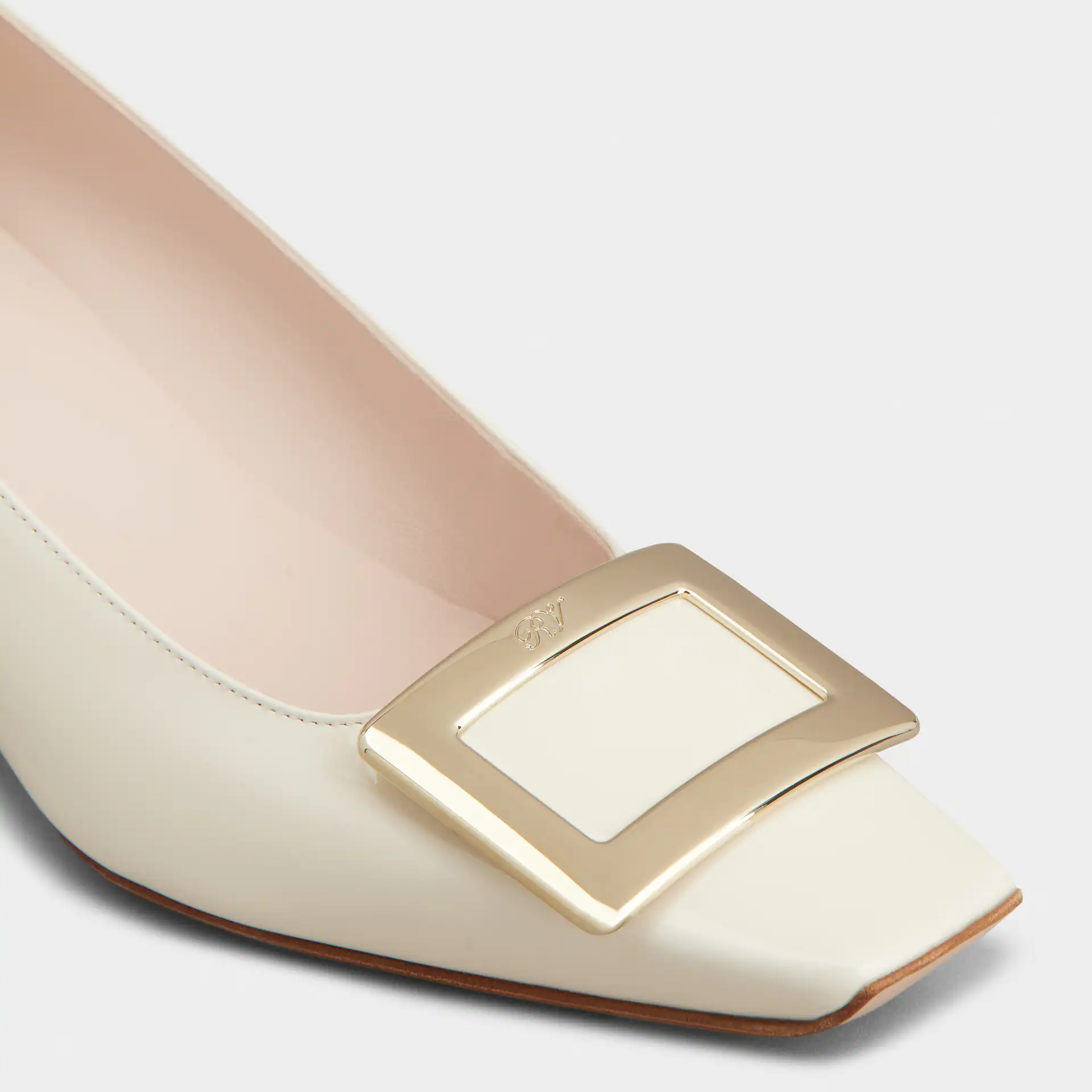 Roger Vivier Belle Vivier Pumps High Heels In White Calfskin Leather With Metal Buckle (Heel Height 4.5cm) - 图片 5