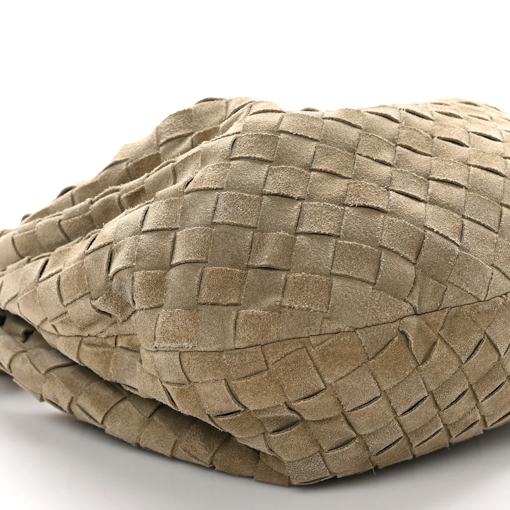 Bottega Veneta Maxi Teen Intrecciato Jodie Hobo Beige Suede & Calfskin Leather - 图片 4