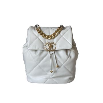 Chanel 19bags Backpacks White / Grey / Black Gold / Black Silver / Burnt Sugar Colouring  Quilted Lambskin Leather Backpacks