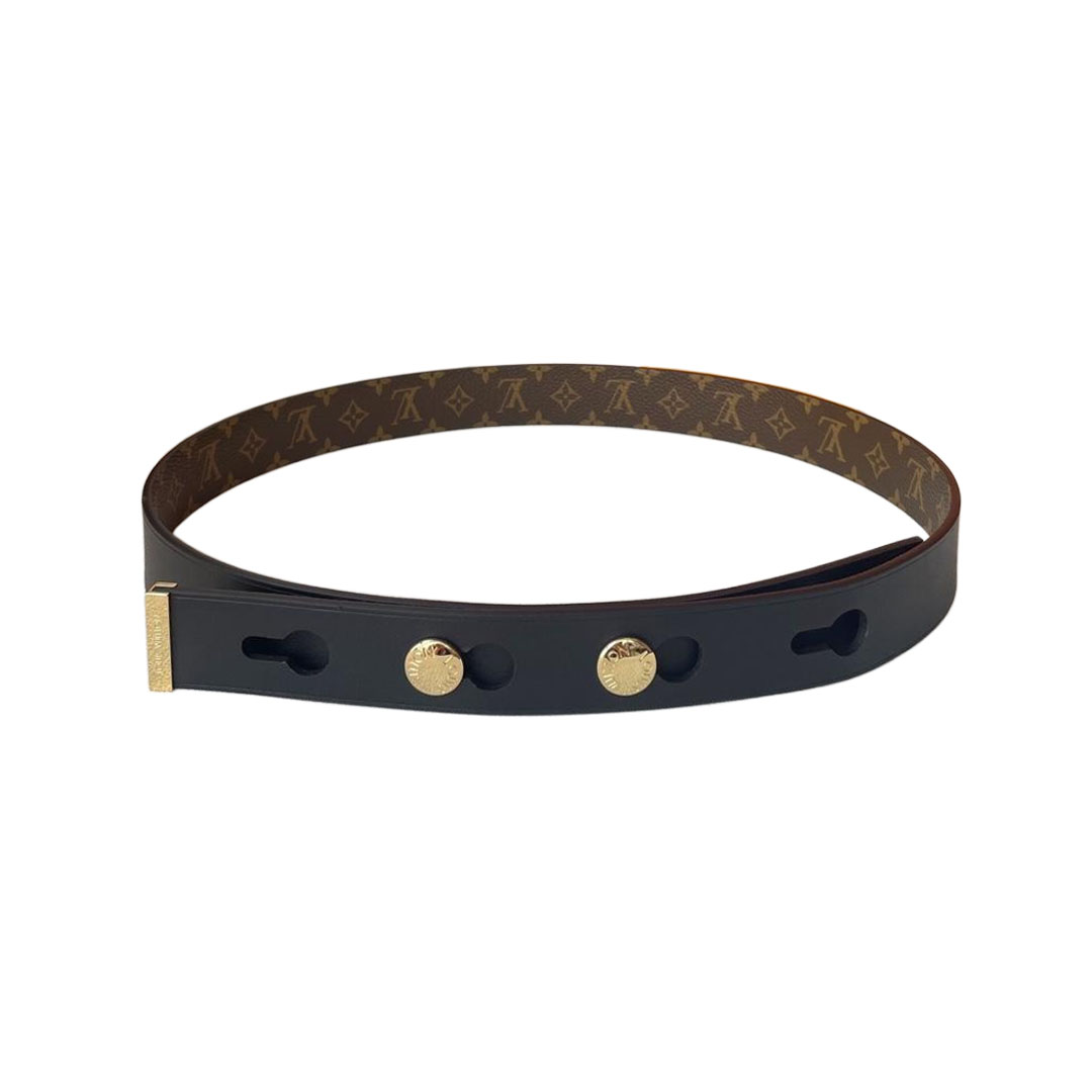 Louis Vuitton Women's Studs Reversible Belt In Black Calfskin And Monogram Canvas With Gold/Silver Hardware 29mm - 图片 7