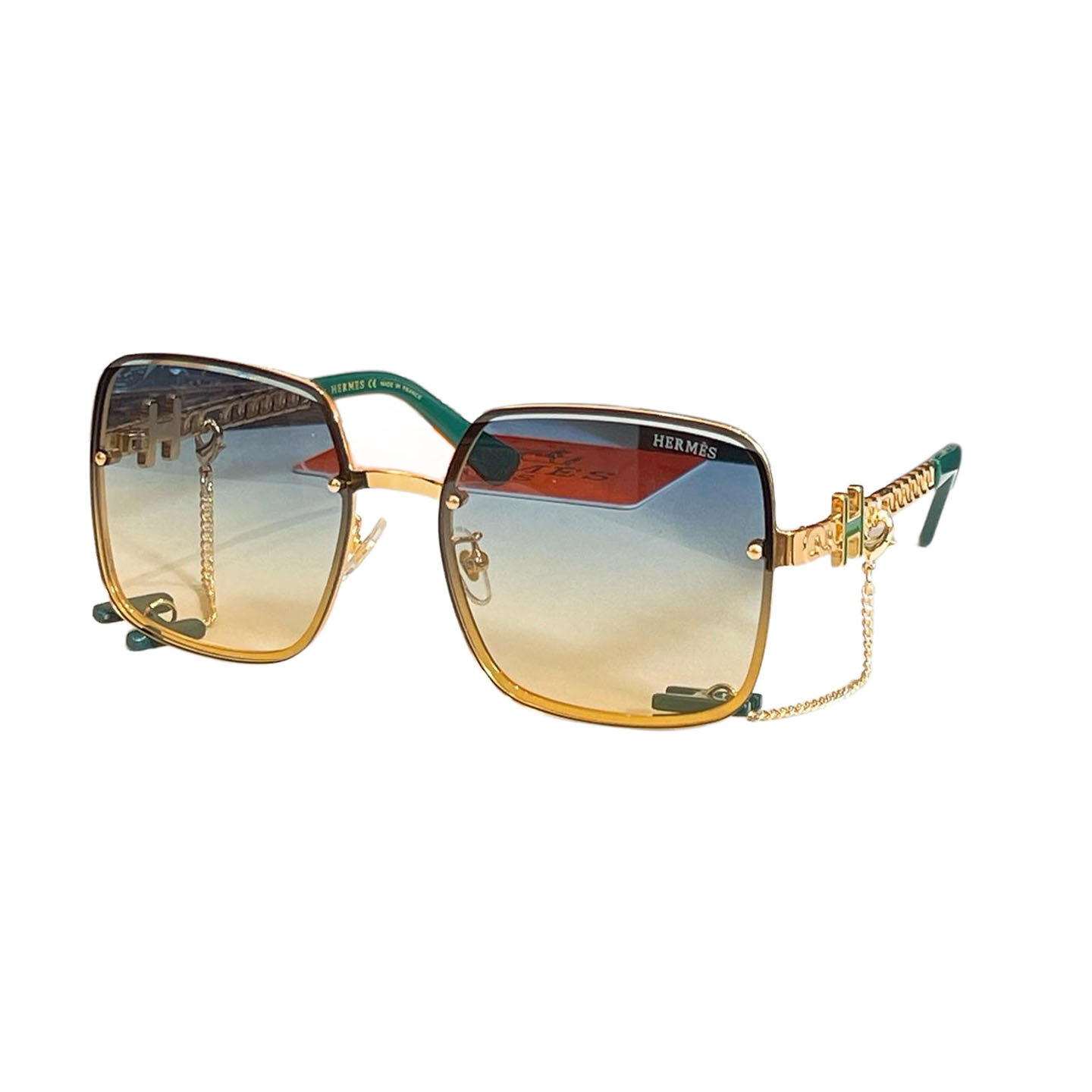 Hermès square frame glasses orange/green/white/black gold/black silver/blue/brown color Size 60口17-140 - 图片 2