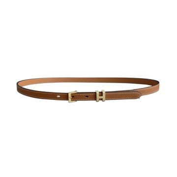 Hermès Women' s Square Buckle With Pop H Belt In Brown/Red/White Calfskin With Gold/Silver Hardware 13mm