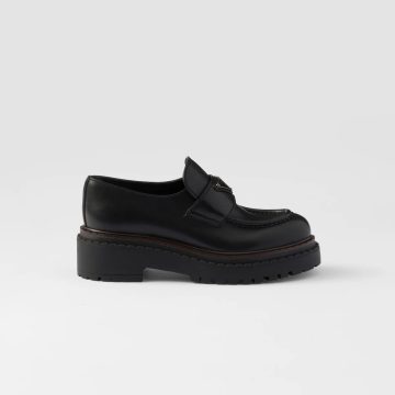 PRADA Black leather loafers