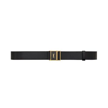 Saint Laurent Cassandre Magnetic Belt In Black Smooth Calfskin With Gold Hardware 30mm