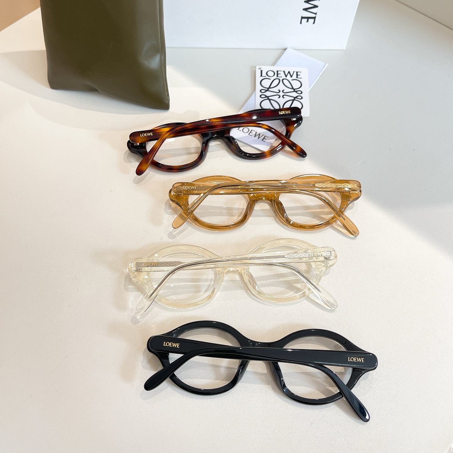 Loewe round frame glasses leopard/tawny/black/transparent color Size 48口21-140 - 图片 8