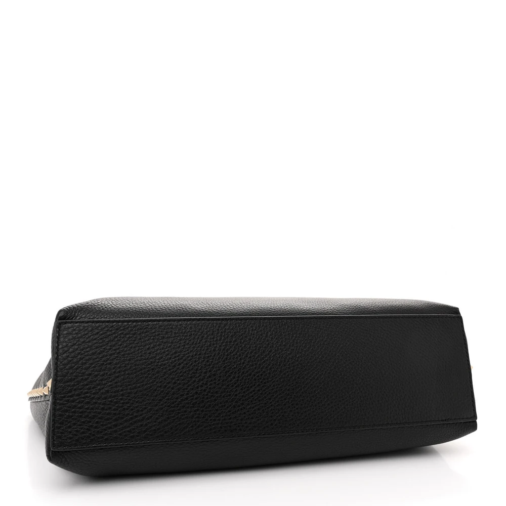 Valentino Garavani Medium Rockstud Tote Black/Rose Quartz Grainy Calfskin Leather Gold Hardware - 图片 6