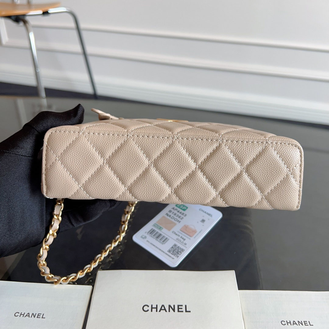Chanel Apricot color / Yellow / Pink / white / Grey / Black Quilted Caviar Leather handle makeup bag handbag - 图片 10