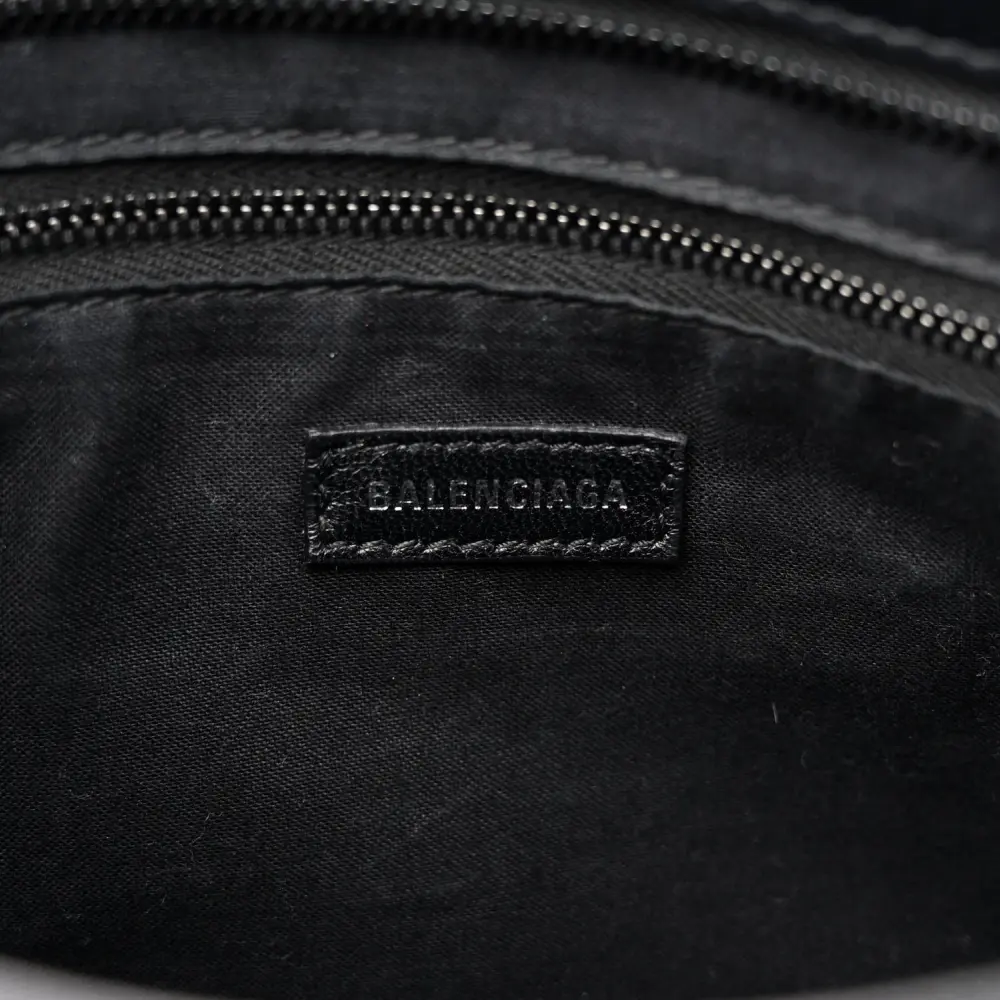 Balenciaga S City Classic Black Crocodile Embossed Matte Supple Lambskin Leather Incognito Hardware - 图片 2