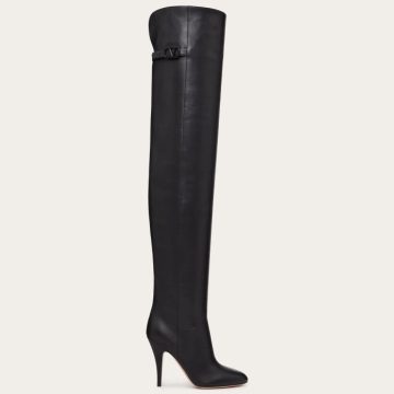 VALENTINO SIGNATURE Knee-high bovine leather boots (10.5 cm high heel)