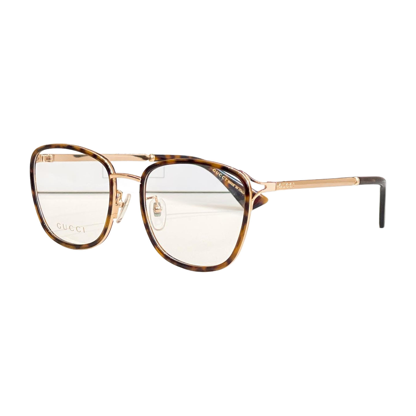 Gucci square frame glasses black gold/red/leopard/rose gold/camouflage/leopard rose gold color transparent lens Size 53口18-145 - 图片 3