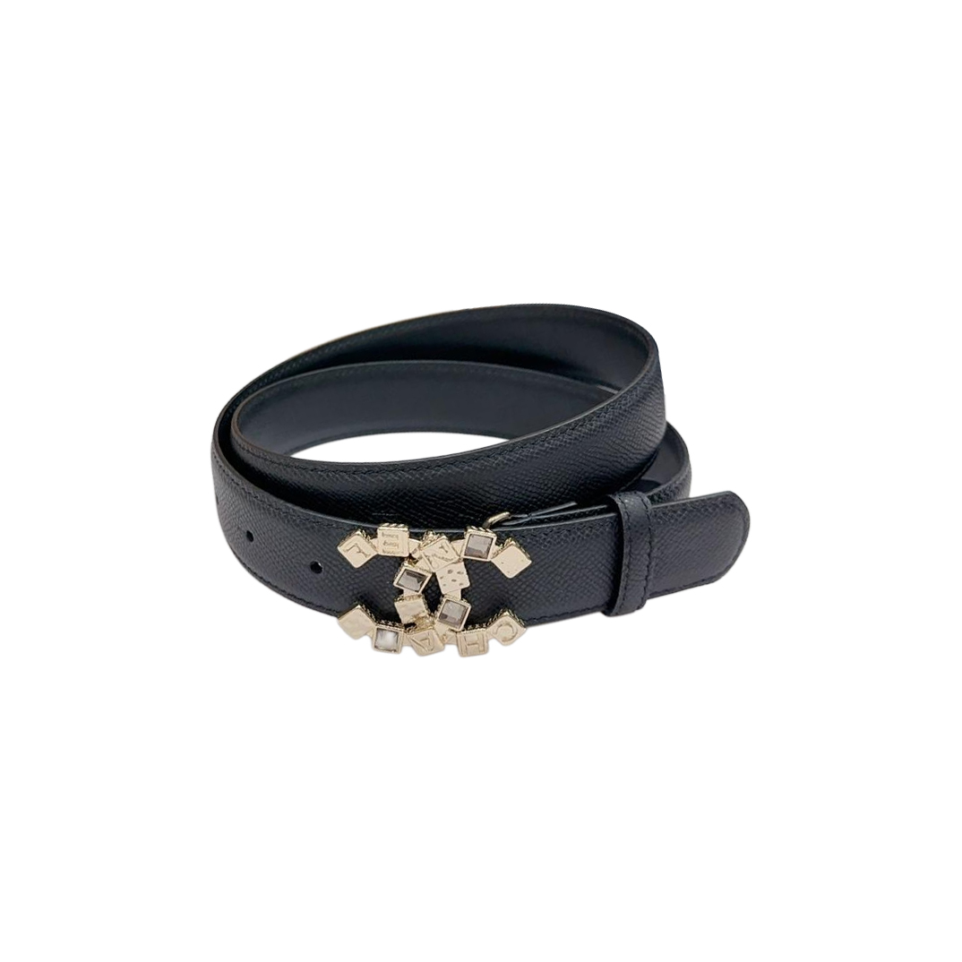 Chanel Women's Decorative CC Buckle Belt In Black/White/Red/Brown Calfskin With Gold Hardware 30mm - 图片 2