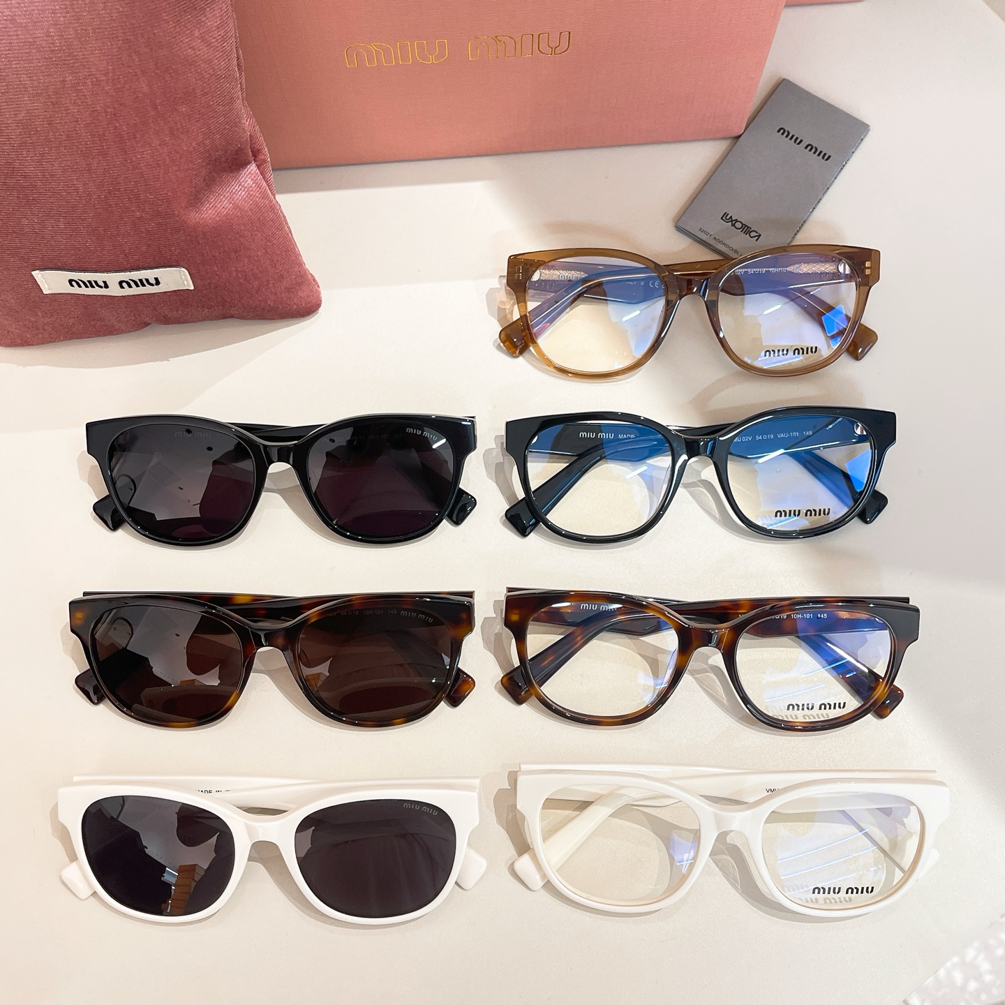 Miu Miu Boston frame glasses white/black white/black/black gold/leopard/tawny/leopard brown color Size 54口19-145 - 图片 8