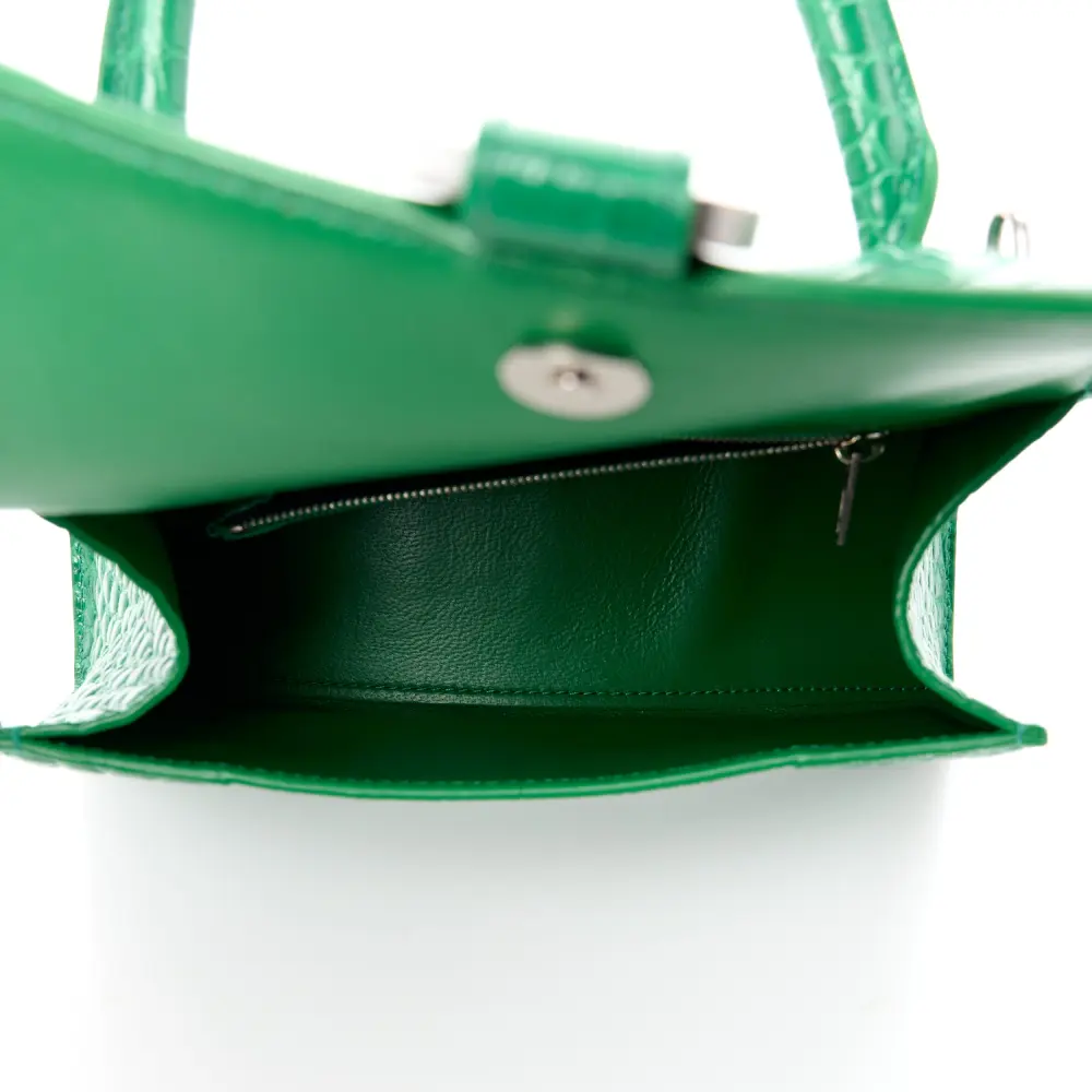Balenciaga Small Hourglass Top Handle Bag Leaf Green Crocodile Embossed Shiny Calfskin Leather Silver Hardware - 图片 7