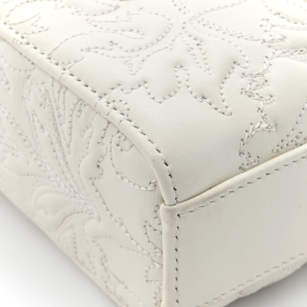Dior Medium Lady D-Joy White Ornamental Embroidered Calfskin Leather Gold Hardware - 图片 6