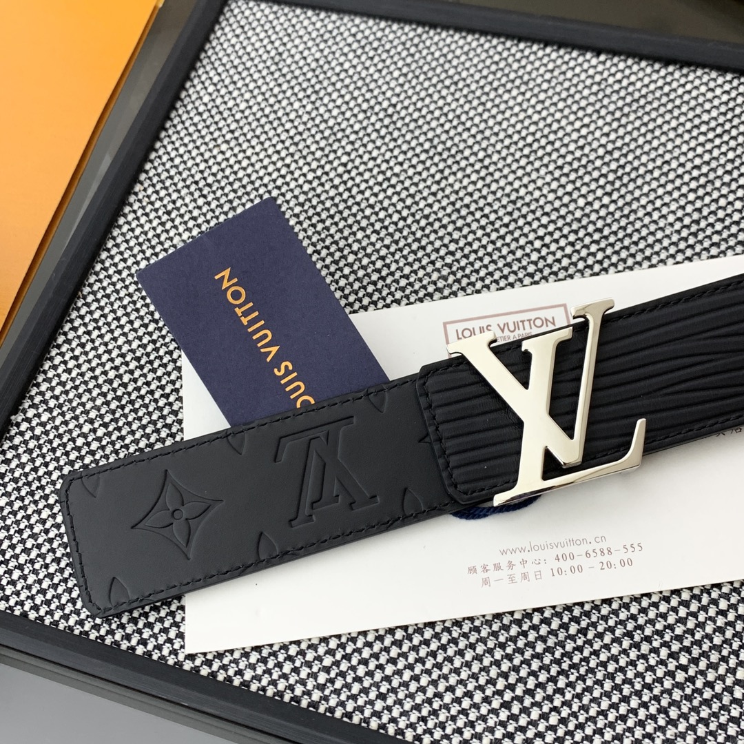 Louis Vuitton Men's Epi Reversible Belt In Black Calfskin With Silver/Black Hardware 40mm - 图片 9