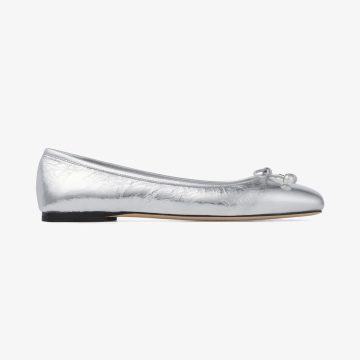 JIMMY CHOO Silver leather flats