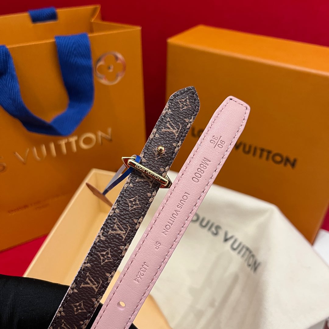 Louis Vuitton Women's Mini Flowergram Reversible Belt In Pink Calfskin And Monogram Canvas With Gold/Silver/Pink/Black Hardware 15mm - 图片 6