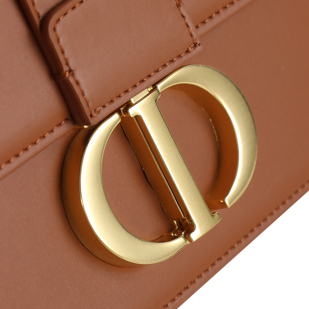 Dior 30 Montaigne Bag In Dark Bronze/Beige/White/Black Box Calfskin Gold Hardware - 图片 4