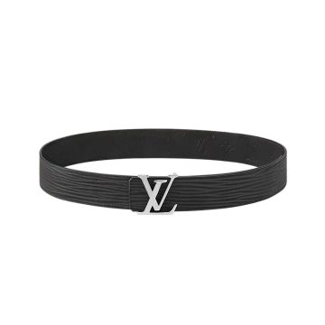 Louis Vuitton Men's Epi Reversible Belt In Black Calfskin With Silver/Black Hardware 40mm