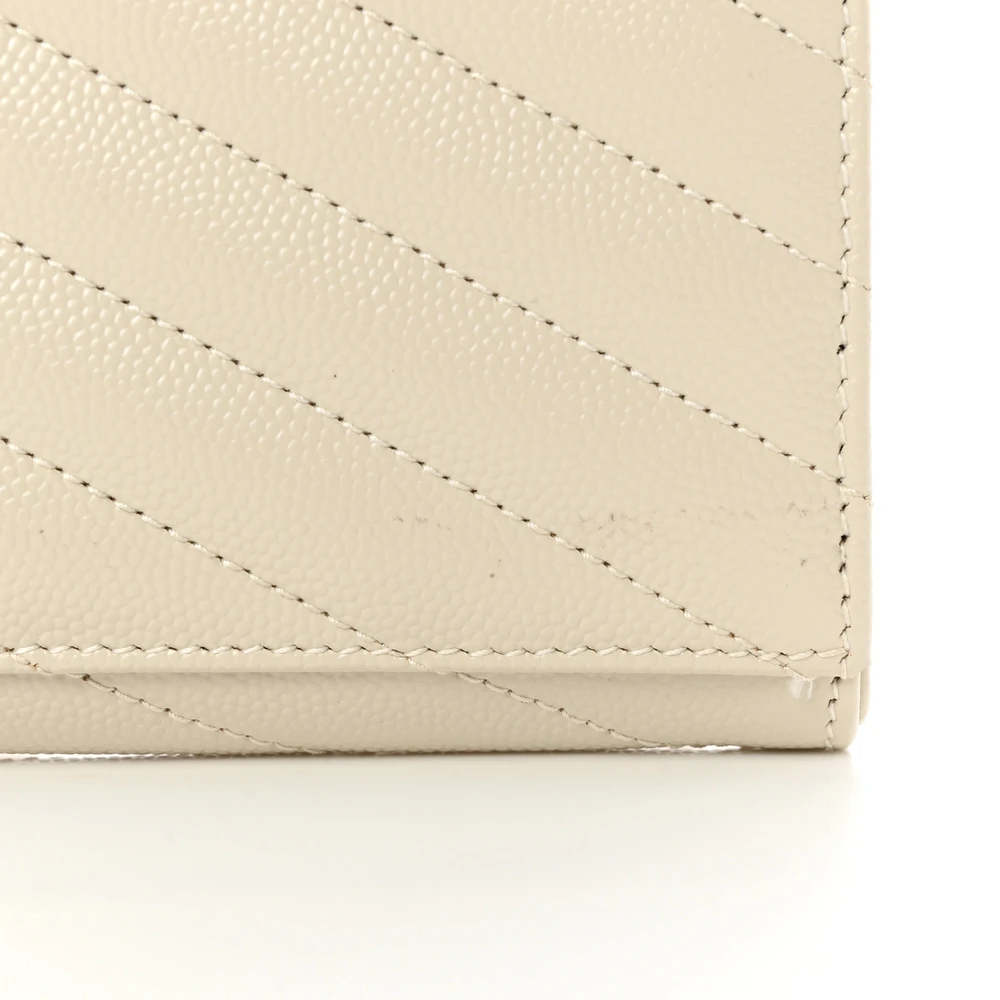 Saint Laurent Medium Envelope Clutch Blanc Vintage Chevron Monogram Grain De Poudre Matelasse Leather Gold Hardware - 图片 7