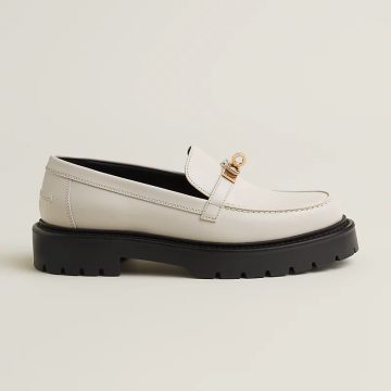 HERMES Icone White Loafers