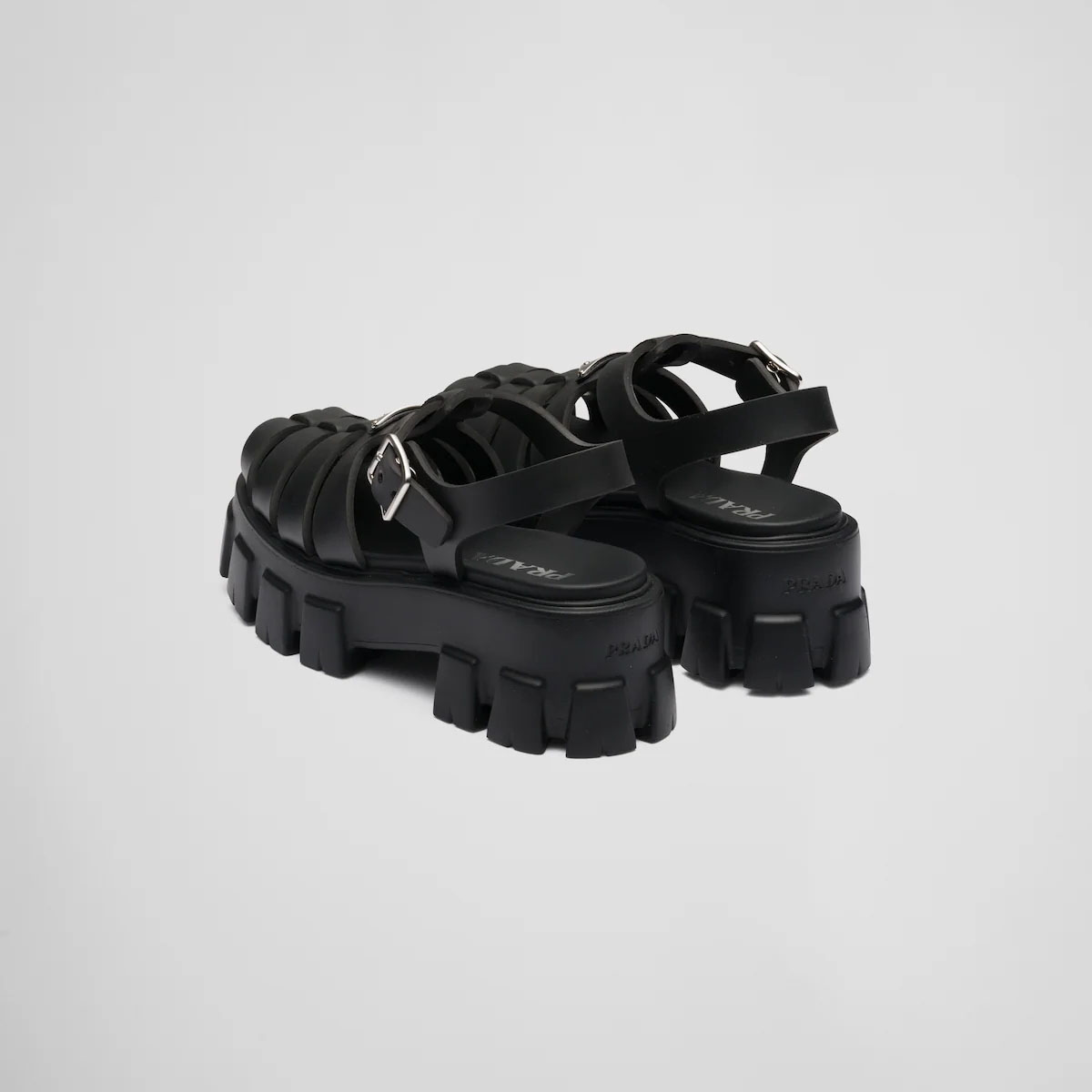 PRADA Black rubber Monolith sandals - 图片 5