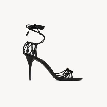 Yves Saint Laurent Black Sleek leather sandals with high heels