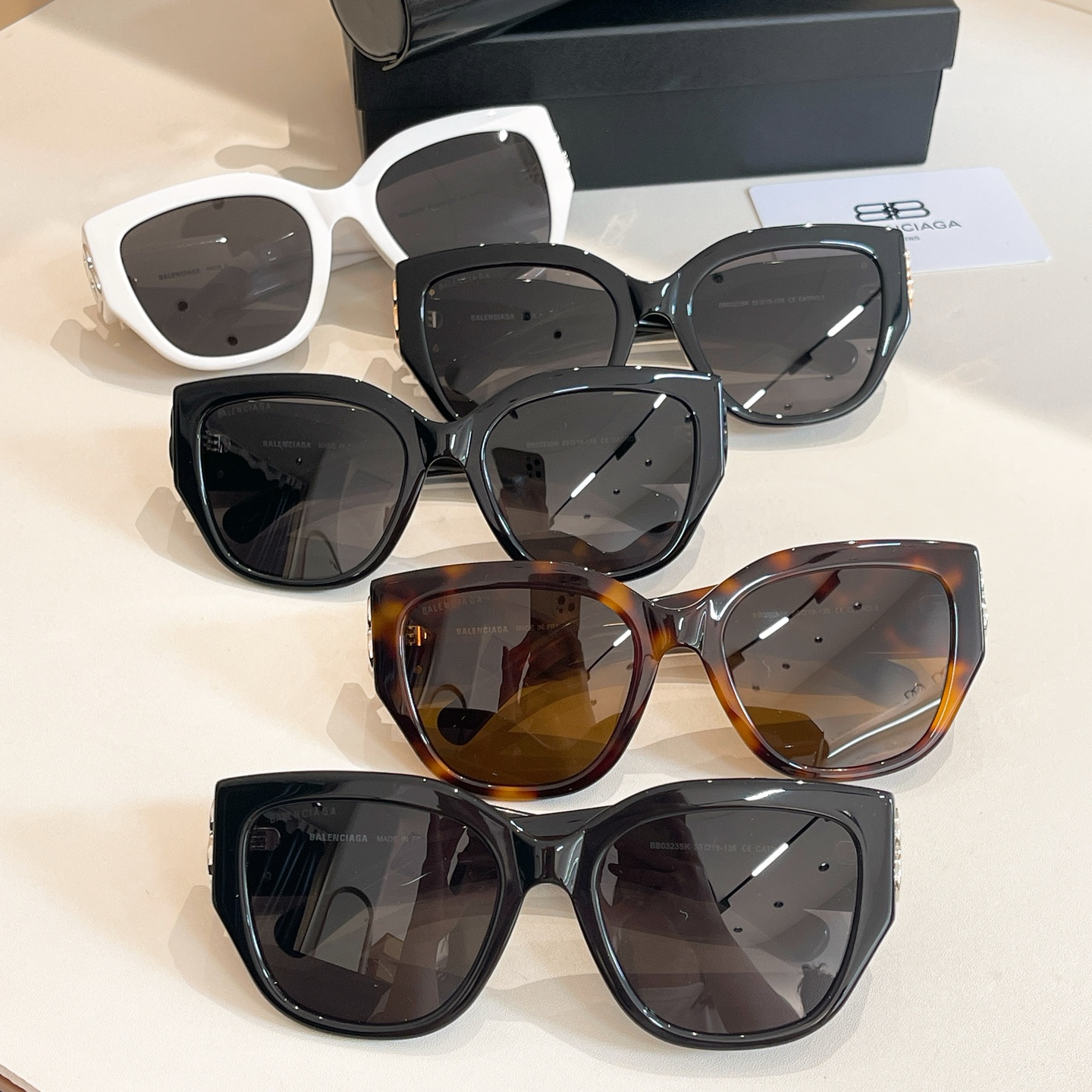 Balenciaga glasses black gold/white/black silver/black/leopard color Size 55口19-135 - 图片 8