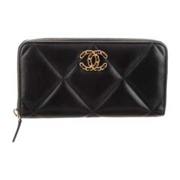 Chanel Medium Continental Wallet Black Quilted Leather Gold Hardware