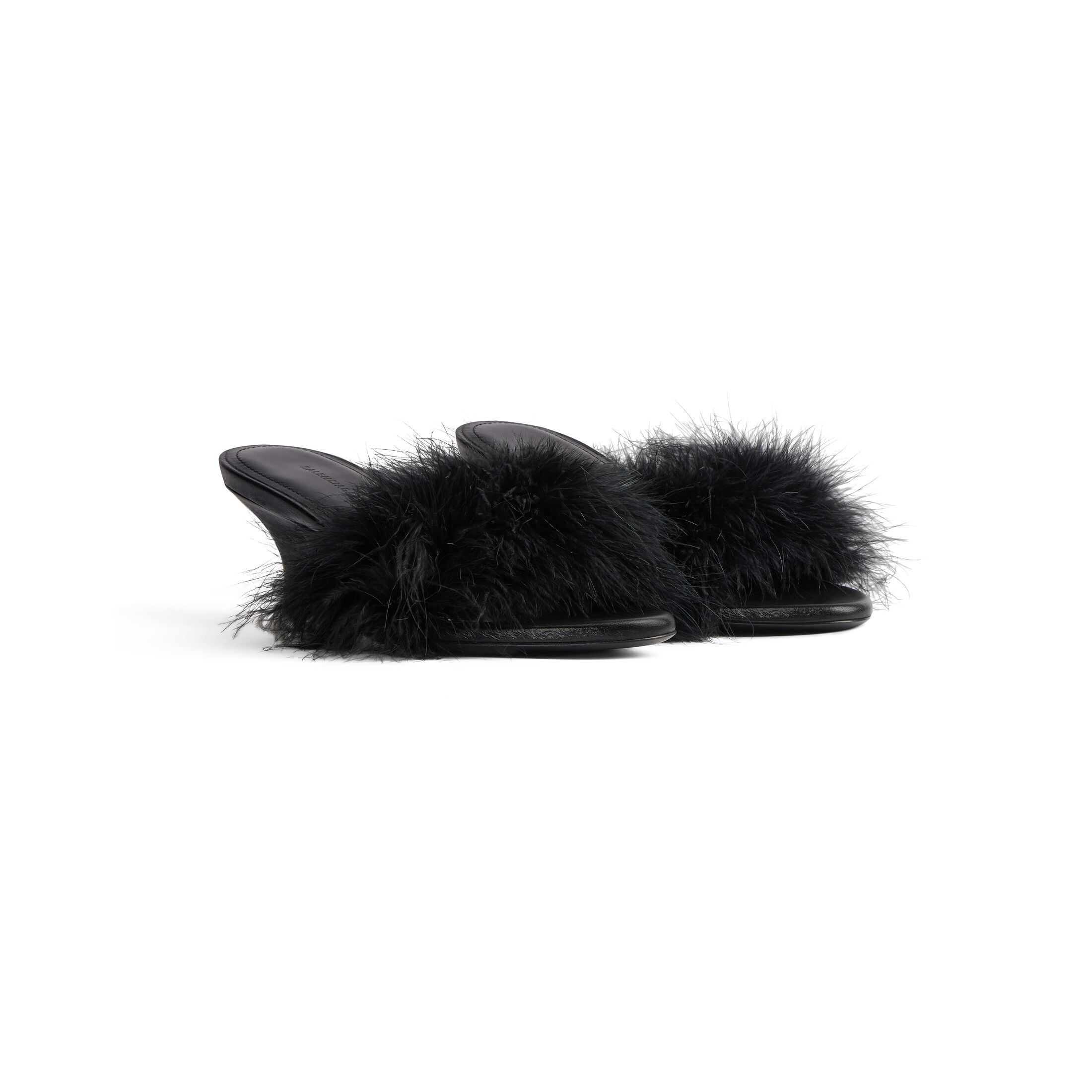 BALENCIAGA 70MM sandals Black feather slippers - 图片 2