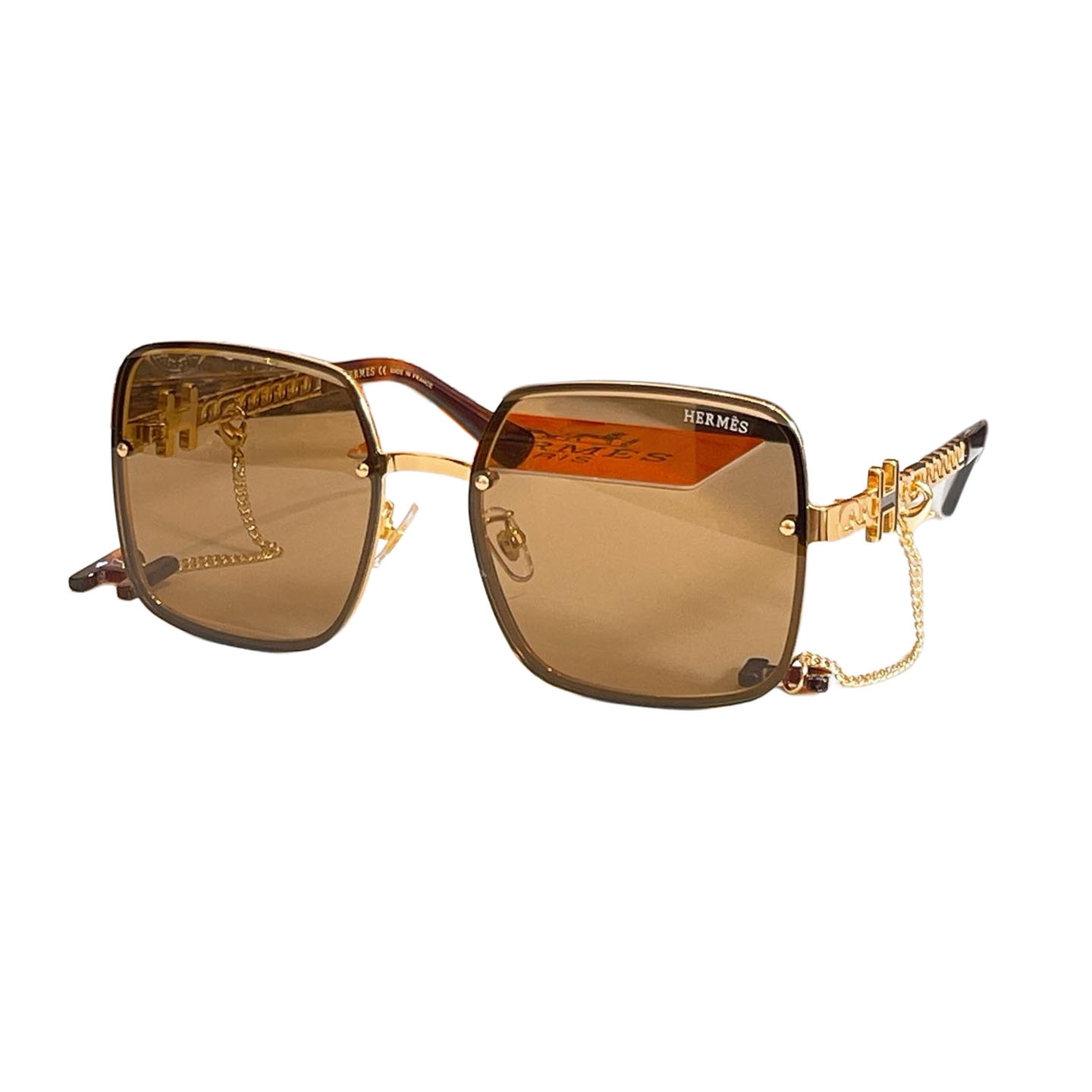 Hermès square frame glasses orange/green/white/black gold/black silver/blue/brown color Size 60口17-140 - 图片 7