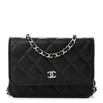 Chanel WOC Mini Black Quilted Caviar Leather