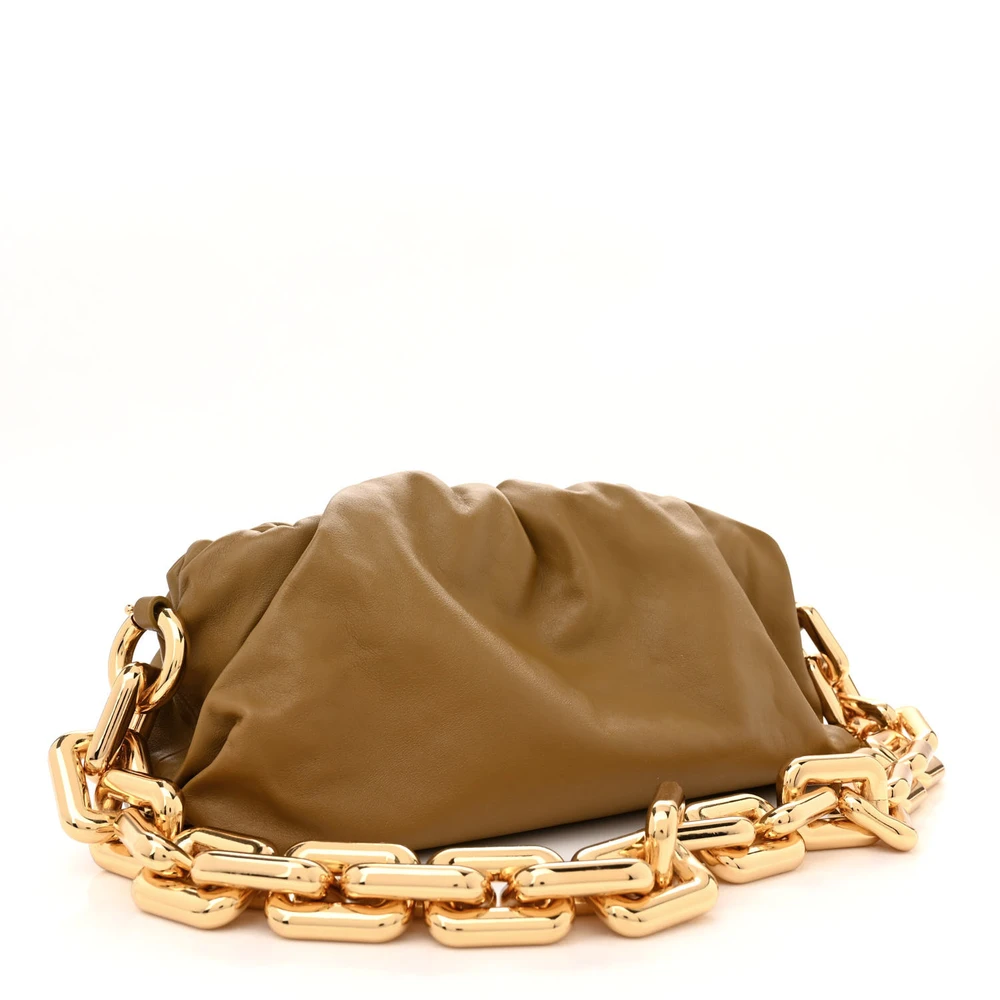 Bottega Veneta Medium Intrecciato The Pouch Chain Bag Cammello Calfskin Leather Gold Hardware - 图片 3