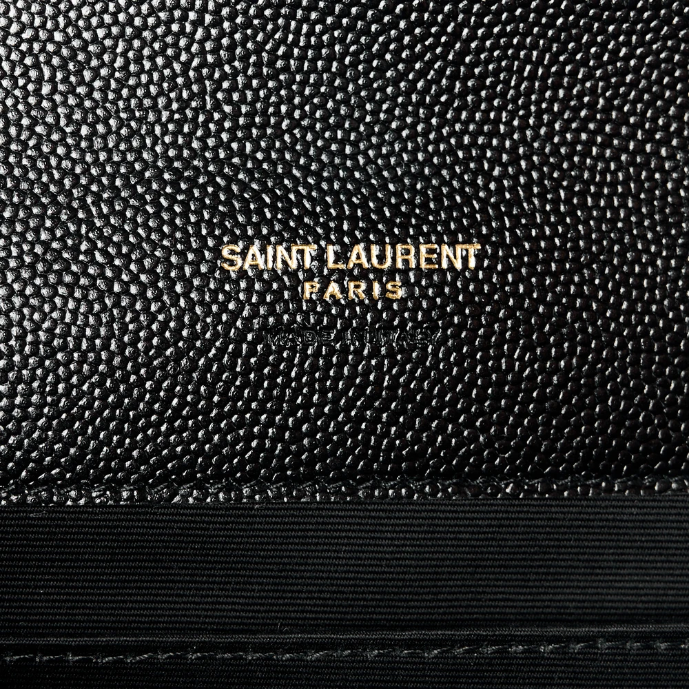 Saint Laurent Medium Clutch Black Triquilt Monogram Grain De Poudre Textured Mixed Matelasse Leather Gold Hardware - 图片 2