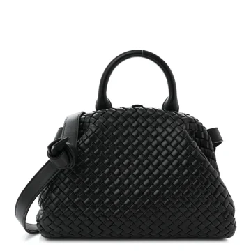 Bottega Veneta Small Intrecciato Padded The Handle Black Nappa Leather